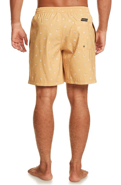 Shop Quiksilver Re-mix Volley Trunks In Mustard