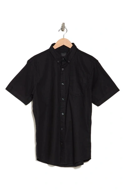 Shop 14th & Union Slim Fit Short Sleeve Linen Blend Button-down Shirt In Black