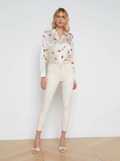 Shop L Agence Margot Coated Skinny Jean In French Vanilla Coated