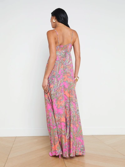 Shop L Agence Stefani Maxi Dress In Rhodamine Multi Bright Pop Paisley