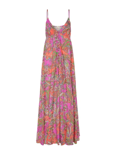Shop L Agence Stefani Maxi Dress In Rhodamine Multi Bright Pop Paisley