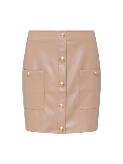 Shop L Agence Truman Vegan Leather Mini Skirt In Chanterelle