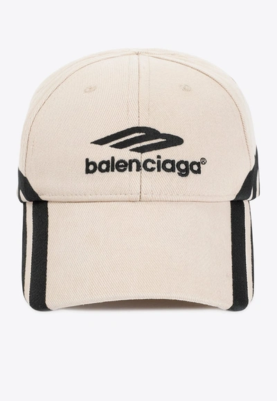 Shop Balenciaga 3b Baseball Cap In Brown