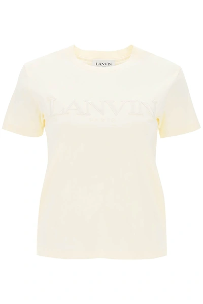 Shop Lanvin Logo Embroidered T Shirt In White