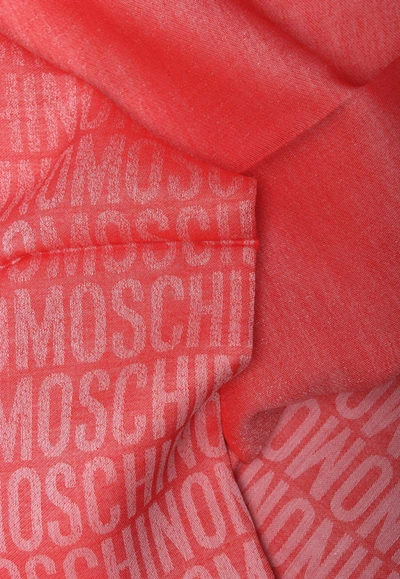 Shop Moschino All-over Logo Jacquard Scarf In Red