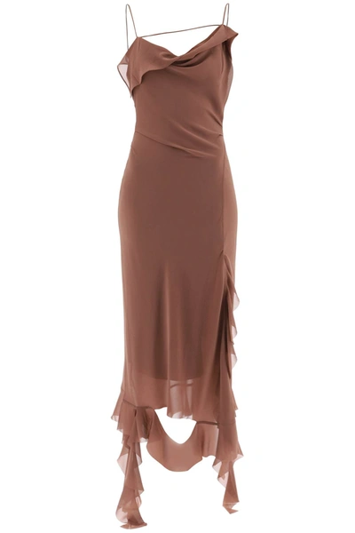 Shop Acne Studios Ruffled Slip Dress With Fr Women In Brown