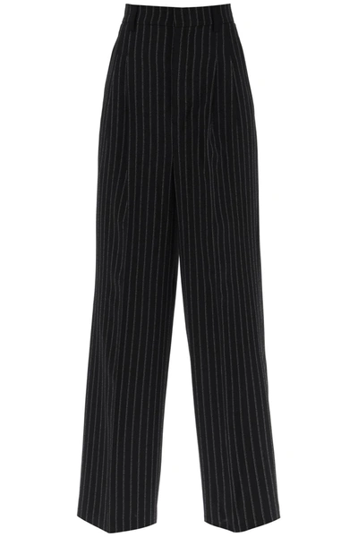 Shop Ami Alexandre Mattiussi Ami Paris Wide-legged Pinstripe Trousers With Women In Black