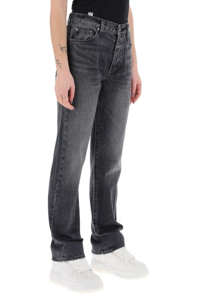 Shop Amiri Straight Cut Jeans Women In Gray