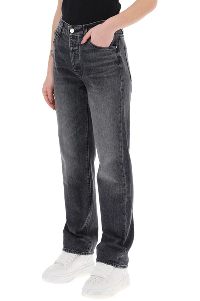 Shop Amiri Straight Cut Jeans Women In Gray