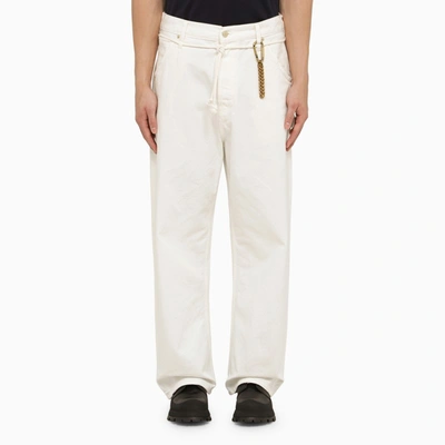 Darkpark Regular Fit David Denims With Drawstring And Chain 28cm In White