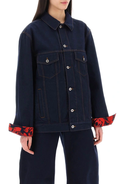 Shop Burberry Japanese Denim Jacket For Men/w Women In Blue