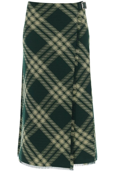 Shop Burberry Maxi Kilt With Check Pattern Women In Multicolor