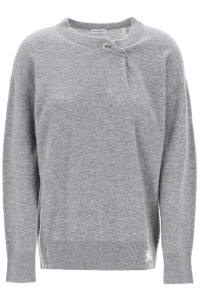 Shop Burberry "oversized Cashmere Women In Gray