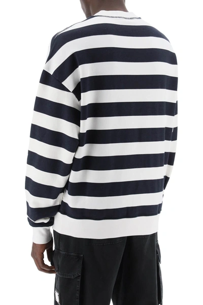 Shop Dolce & Gabbana Striped Sweatshirt With Embroidered Logo Men In Multicolor