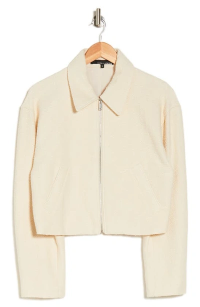 Shop Amanda & Chelsea Cotton Bouclé Zip Bomber Jacket In Cream