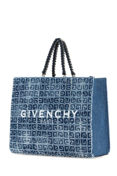 Shop Givenchy Woman Two-tone Denim Medium G-tote Handbag In Blue