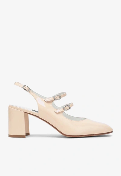 Shop Carel Paris Banana 60 Mary Janes Pumps In Patent Leather In Beige