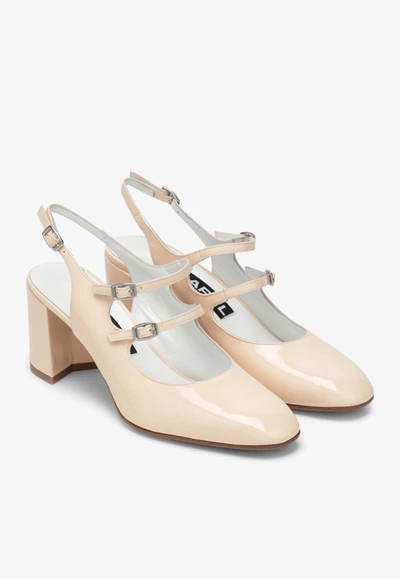 Shop Carel Paris Banana 60 Mary Janes Pumps In Patent Leather In Beige