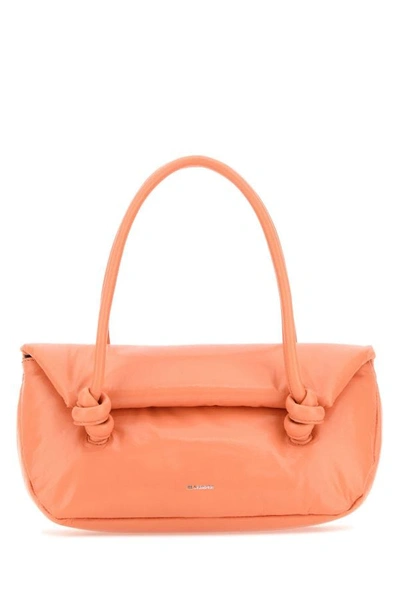 Shop Jil Sander Woman Peach Pink Leather Small Knot Handle Handbag