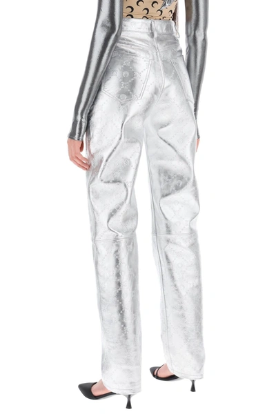Shop Marine Serre Moonogram Pants In Laminated Leather Women In Silver