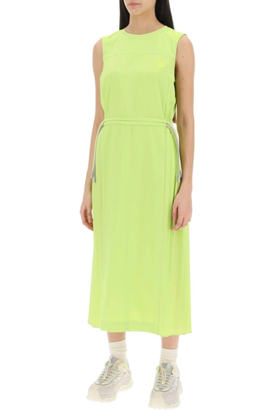 Shop Moncler Column Dress With Pleated Detailing Women In Green