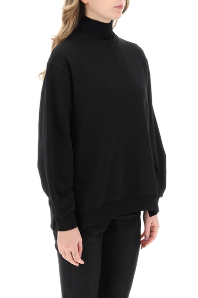 Shop Moncler Crewneck Sweatshirt With Emb Women In Black