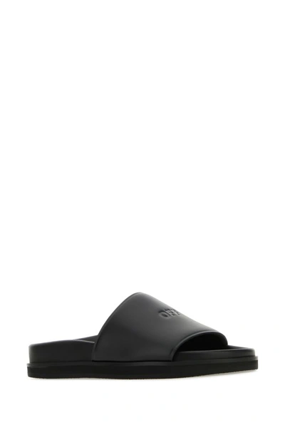 Shop Off-white Off White Woman Black Leather Slippers