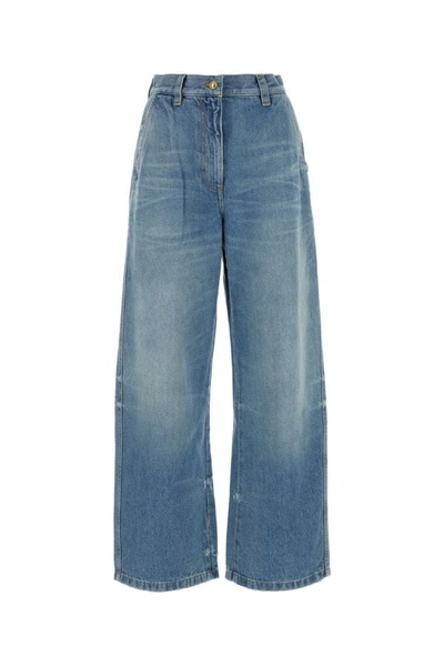 Shop Palm Angels Woman Denim Wide-leg Jeans In Blue