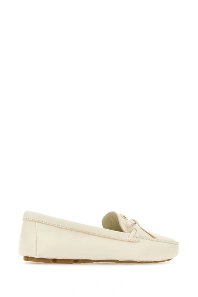 Shop Prada Woman Ivory Leather Loafers In White
