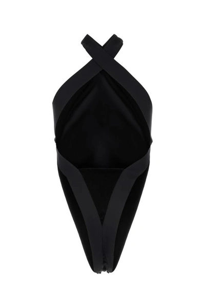Shop Saint Laurent Woman Black Velvet Bodysuit