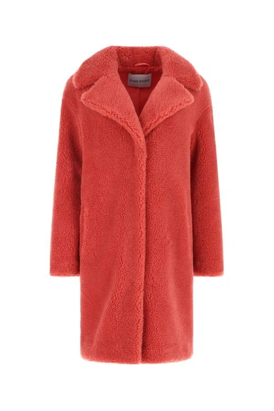 Shop Stand Studio Woman Light Red Teddy Camille Cocoon Coat