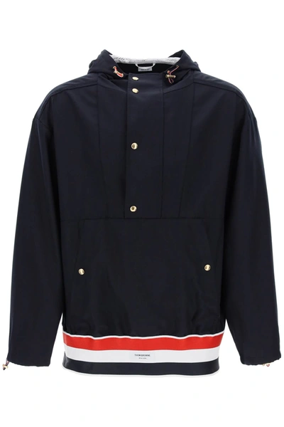 Shop Thom Browne "lightweight Wool Anorak With Tr Men In Blue