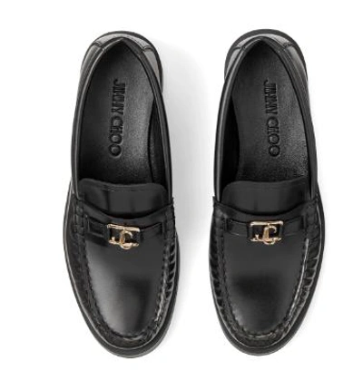 Jimmy Choo Leather Loafers With Glossy Finish And Metallic Accent