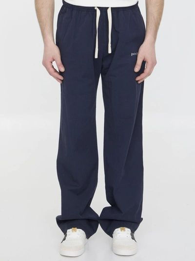 Shop Palm Angels Logo Pants In Blue