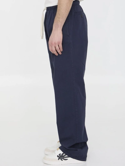 Shop Palm Angels Logo Pants In Blue