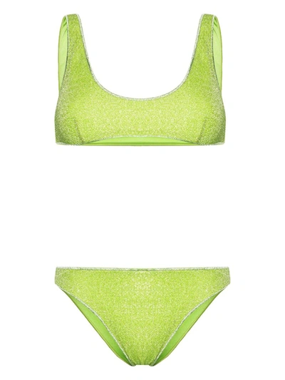 Shop Oseree Oséree Lumière Bikini In Lurex In Green