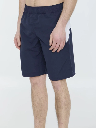 Palm Angels Logo Swimshorts Featuring Pockets In Blue