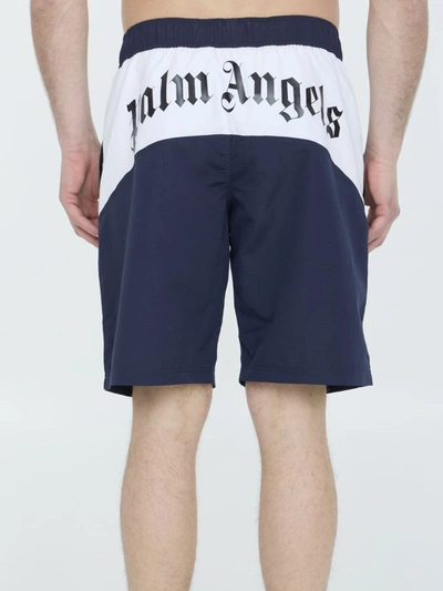 Shop Palm Angels Overlogo Swimshorts In Blue