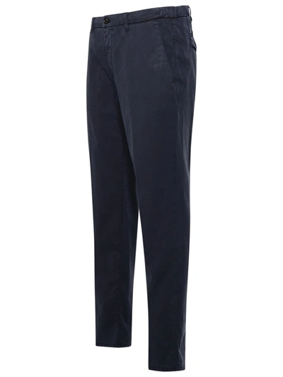 Shop Altea Navy Cotton Blend Trousers