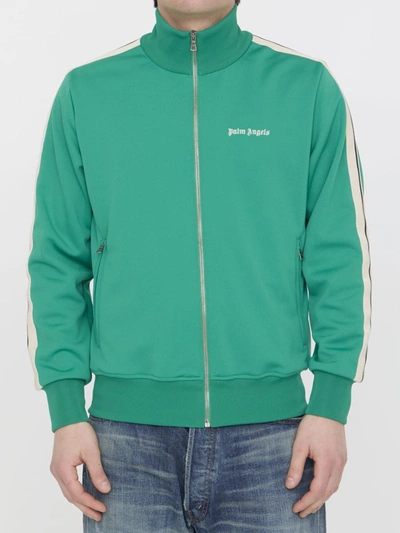 Shop Palm Angels Track Jacket With Logo In Green