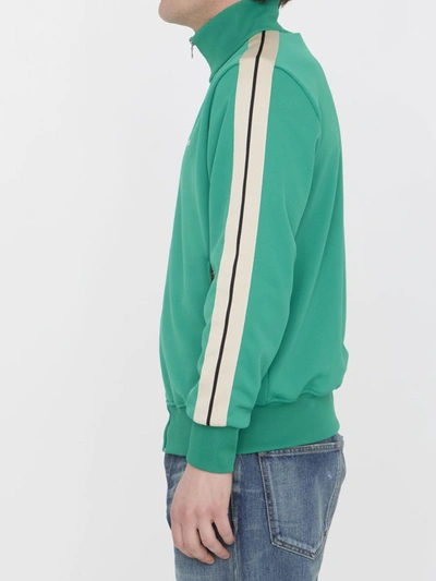 Shop Palm Angels Track Jacket With Logo In Green