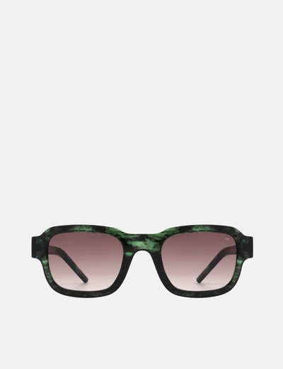 Shop A Kjaerbede A. Kjaerbede Halo Sunglasses In Green Marble Transparent
