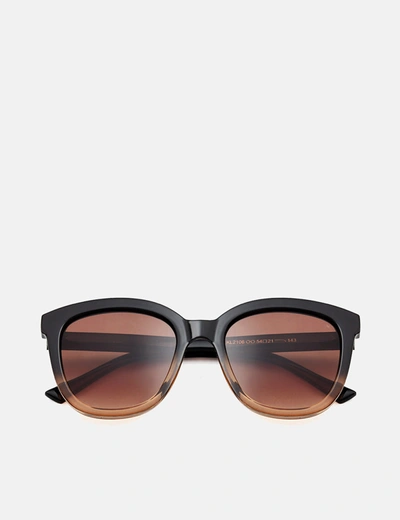 Shop A Kjaerbede A. Kjaerbede Billy Sunglasses In Black/brown Transparent