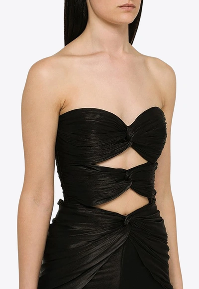 Shop Costarellos Brigitta Strapless Cut-out Gown In Black