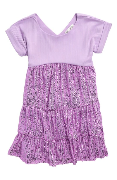 Shop Ava & Yelly Kids' Ruffle Sequin Dress In Lilac