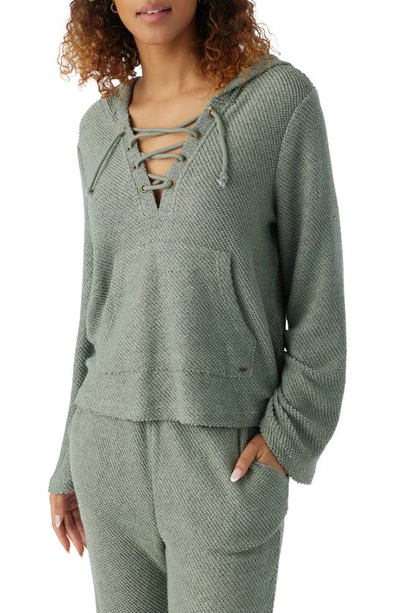 Shop O'neill Tanya Terry Lace-up Hoodie In Lily Pad
