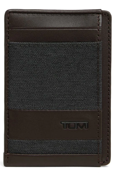 Shop Tumi Alpha Money Clip Card Case In Anthracite/ Brown