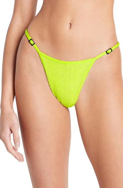 Shop Bondeye Bond-eye Larisa Texture Knit Bikini Bottoms In Sunny Lime Eco