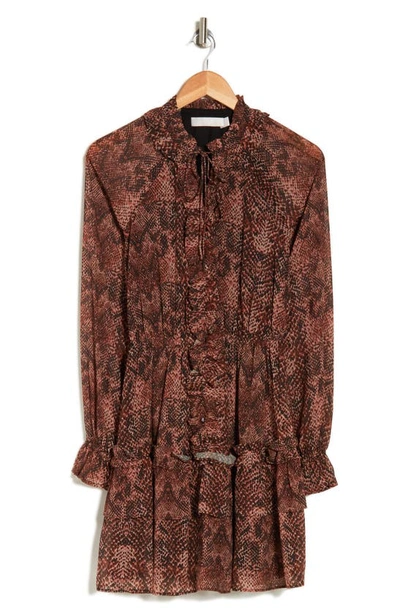 Shop Rachel Parcell Ruffle Tiered Long Sleeve Dress In Brown Snake Print
