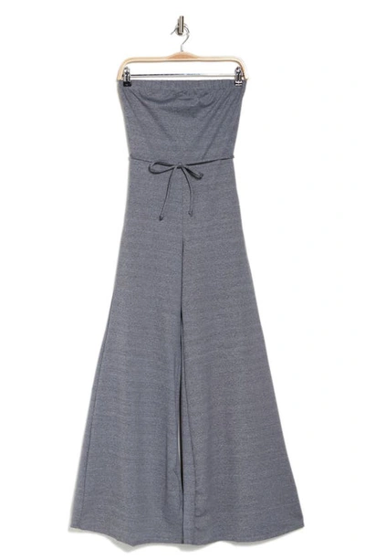 Shop Go Couture Strapless Wide Leg Jumpsuit In Heather Grey